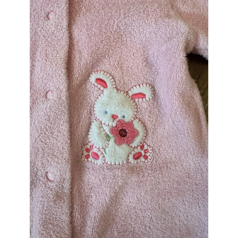 Vintage 90s Carters‎ Sleeper 3/6 Months Girl 12-18 Pounds Pink Terry Cloth Bunny